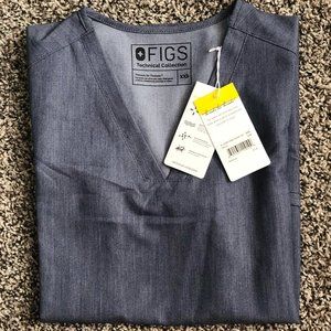 NWT FIGS Women's Casma 3 Pocket Scrub Top - Heather Denim XXS